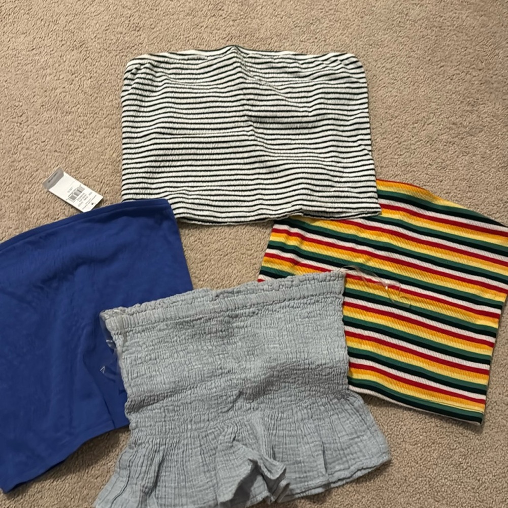 5 Assorted American eagle tube tops, blue still has tags